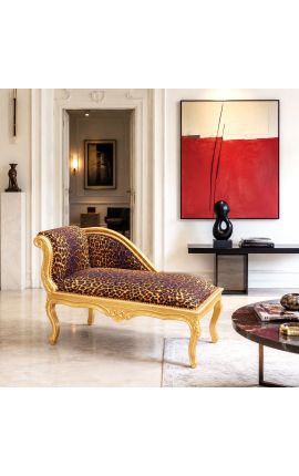 Louis XV Chae Longue Leopard kangas ja kulta puu - 2
