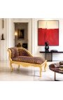 Louis XV chaise longue leopárd szövet és arany fa - 2