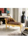 Louis XV Chaise Longue Leopard ύφασμα και χρυσό ξύλο - 4