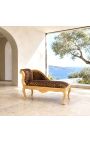 Louis XV chaise longue leopard stof og guld træ - 8