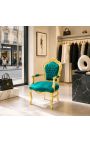 Barroco Rococo Poltrona Estilo Verde Veludo e Gold Wood - 11