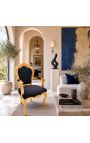 Fåtölj Barock Rococo Style Black Velvet och Gold Wood - 6