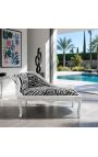 Louis XV Chaise Fabric Zebra Longue și lemn de argint - 5