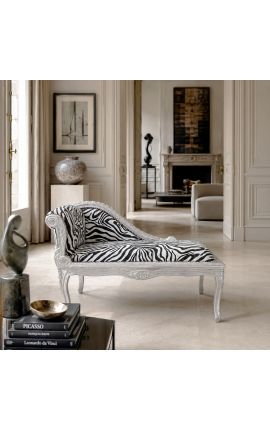 Louis XV Chae Longue Zebra-kangas ja hopea puu - 2