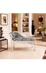 Louis XV Teixit de zebra de chaise i fusta de plata - 4
