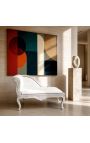 Louis XV Chaise Longi valge nahk ja hõbedane puit - 7