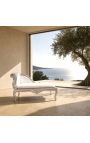 Louis XV Chaise White Longue Leachette albă și lemn de argint - 8