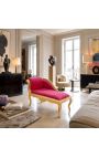 Louis XV stil sjeselong rødt satin stoff og gull tre - 6
