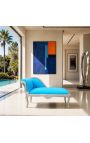 Chaise longue barocco Tessuto in velluto turchese e legno d'argento - 6