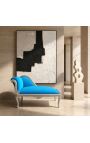 Chaise longue barocco Tessuto in velluto turchese e legno d'argento - 10