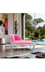Louis XV Chaise Langue Pink Velvet Fabric in srebrni les - 10