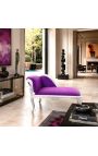 Louis XV chaise longue paarse fluwelen stof en zilverhout - 2