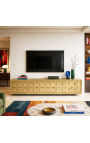 GLASTON TV шкаф в щетке латуни с геометрическими формами - 220 cm - 3