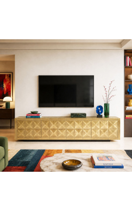 GLASTON TV Schrank aus gebürstetem Messing mit geometrischen Formen - 220 cm