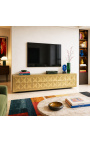 Meuble TV GLASTON en laiton doré brossé avec formes géométriques - 220 cm - 4
