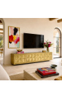 GLASTON TV cabinet in brushed brass with geometric shapes - 220 cm - 5