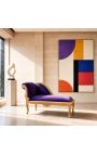 Louis XV chaise longue purple velvet fabric and gold wood - 7