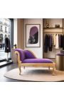 Louis XV Chaise Longue μοβ ύφασμα βελούδο και χρυσό ξύλο - 6