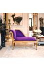 Louis XV "Chaee Longue" violetinė aksomo audinio ir aukso mediena - 3