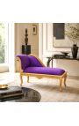 Louis XV Chaise Longue Velvet Fabric și lemn de aur - 4