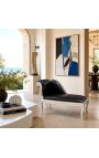 Louis XV Chaise Longue Black LectAtte i srebro drvo - 3