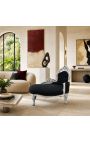 Barok chaise longue zwart fluweel met zilverhout - 4
