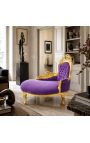 Baroque Chaise Longue Lila Samt mit Goldholz - 9