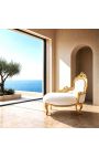 Baroka Chaise Longue White Leatherette ar zelta koksni - 8