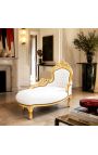 Baroko chaee Longue Whited Leatherette su aukso mediena - 2