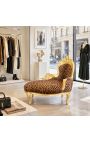 Бароков шайз Longue Leopard Fabric със златно дърво - 4