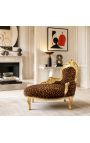 Barokk chaise longue leopárd szövet arany fa - 2