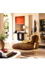 Barokk Chaise Longae leopardi kangast kullapuidust - 3
