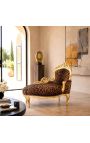 Baroque chaise longue leopard fabric with gold wood - 6