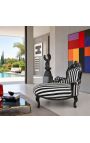 Μπαρόκ Chaise Longue μαύρο και άσπρο ριγέ ύφασμα με μαύρο ξύλο - 9