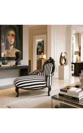 Baročni les, dolgočasno črno-belo črtasto tkanino s črnim lesom - 2