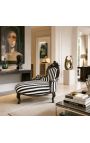 Barokki Kaava Longue musta ja valkoinen raidallinen kangas mustalla puulla - 2