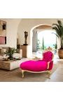 Barokk Chaise Longue Fuchsia Velvet kuldpuidust - 5