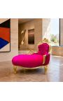 Barokk Chaise Longue Fuchsia Velvet kuldpuidust - 10