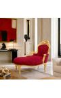 Méridienne baroque tissu velours bordeaux et bois doré - 5
