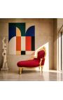 Бароков шайз Longue Burgundy кадифе със златно дърво - 9