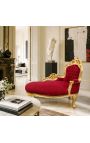Méridienne baroque tissu velours bordeaux et bois doré - 2