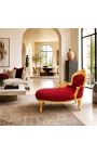 Méridienne baroque tissu velours bordeaux et bois doré - 3
