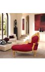 Méridienne baroque tissu velours bordeaux et bois doré - 4