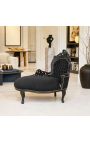 Chaise barroc de vellut negre i fusta negra - 3