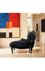 Barokk Chaise Longi must samet ja must puit - 9