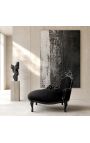 Barokke chaise longue zwart fluweel en zwart hout - 10