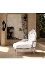 Chaise barocăluce cu leatete albe cu lemn de argint - 10