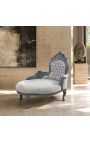 Velluto grigio della chaise longue barocco con legno grigio - 7
