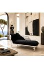 Veľké barokové ležadlo s čiernym zamatom a strieborným drevom - 4