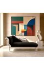 Large baroque chaise longue with a swan black velvet and silver wood - 8